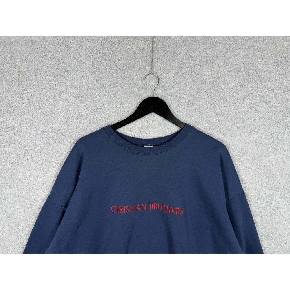 Vintage Champion Crewneck Sweatshirt Christian Brothers Spellout Blue Size 2XL - Picture 3 of 7